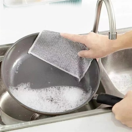 5 Pcs Magic Dishwashing Towel Metal Steel Wire Cleaning Rag