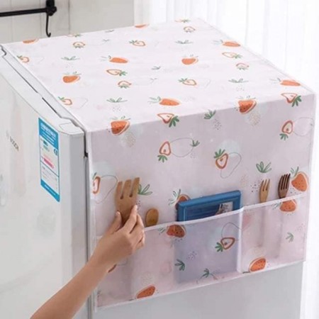 Fridge Dust Cover (White and Strawberry)