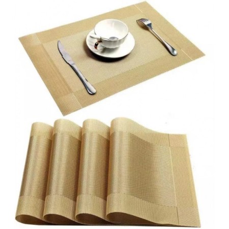 Dining Table mat ( গোল্ডেন কালার ৬ পিচের সেট )